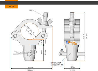 Global Truss 5034-B HalfCoupler w. HalfCone nero
