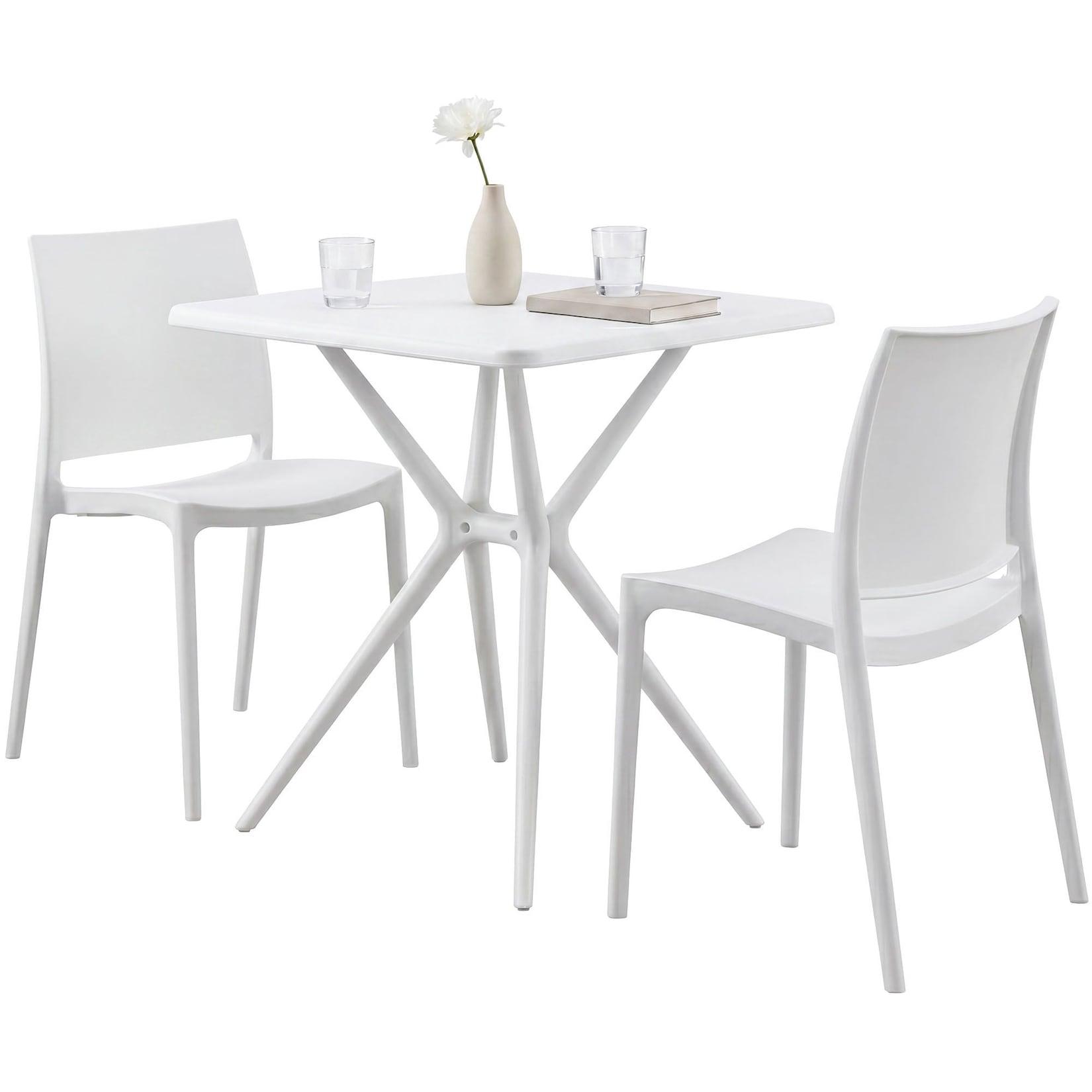 CLP Gartenmöbel Set stapelbar Amino mit 2 Stühlen und Tisch, Balkonmöbel wetterfest aus Kunststoff für Garten, Balkon und Terrasse