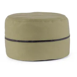 Gartenpouf Gulizar aus Olefin-Stoff, modern, rund, olivegrün, wasserabweisend und UV-beständig