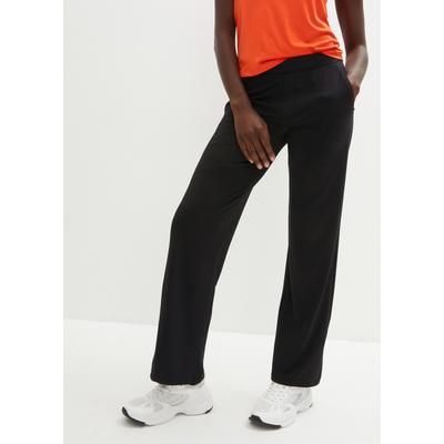 Jogginghose BONPRIX, Damen, Gr. 52/54 (XXL), N-Gr, schwarz, Web, Obermaterial: 88% Polyester, 12% Elasthan, regular fit, Hosen Jogginghose, aus schnelltrocknendem Stretchmaterial, mit verschließbaren Taschen