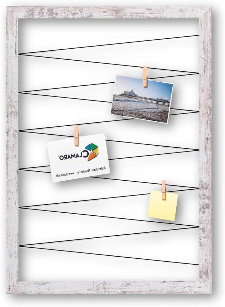 Fotohouder Collage Galerij Frame met Houten Klemmen - Vintage Wit - 50 x 70 cm