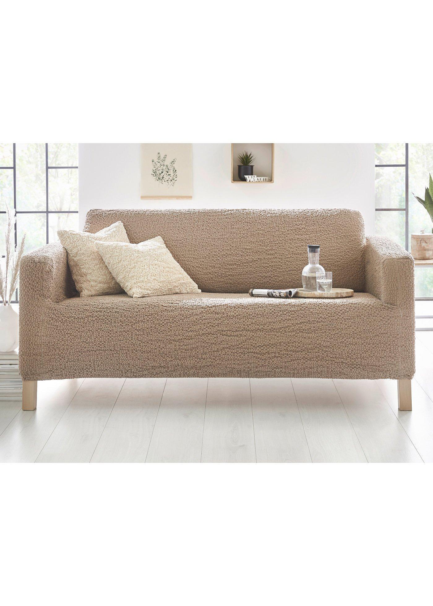 bonprix GAICO Husse mit Crincle Design, beige, Gr.200-300 cm, Die Husse: modernes Design für Sitzmöbel, 60% Baumwolle