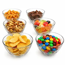 6x Fußball Schale 450ml Glas Bowl Schüssel Ball-Relief Chips Nüsse Snacks Party