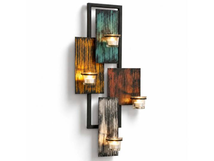 DanDiBo Dandibo Wandteelichthalter Abstrakt Metall Wand Schwarz 61 cm Teelichthalter Kerzenhalter Wandkerzenhalter Wandleuchter, 61 cm, Dekoration, Kerzen & Kerzenhalter, Teelichthalter
