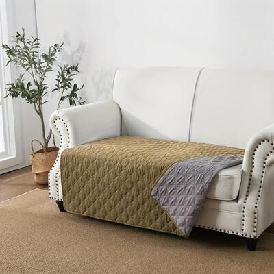Uplift Picks Double Sided Waterproof Dog Bed Cover Reversible Pet Blanket Sofa And Furniture Protector khaki 127x100cm