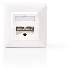 Nedis Netzwerk-Wanddose - Unterputzmontage - 2-Port port(s) - CAT5e - Gerade - Buchse - Vergoldet - ABS - Weiss - Box