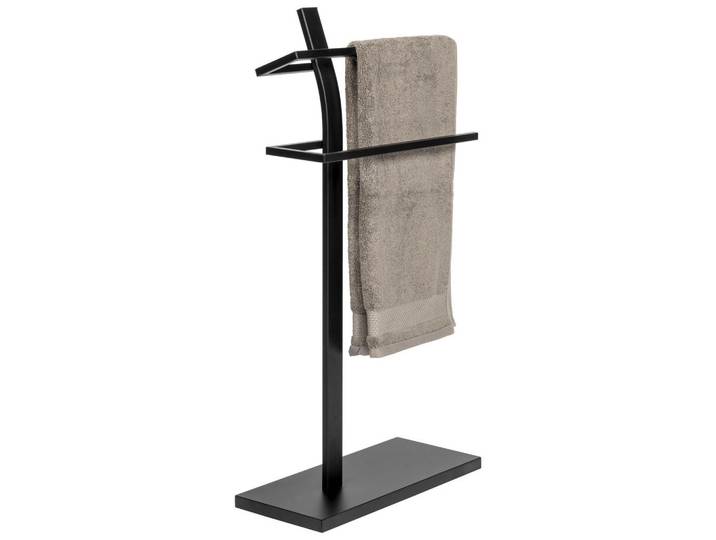 eluno Handtuchhalter, schwarz, Schwarz, Metall, 42x80.5x19 cm, Badezimmer, Badezimmerausstattung, Handtuchhalter