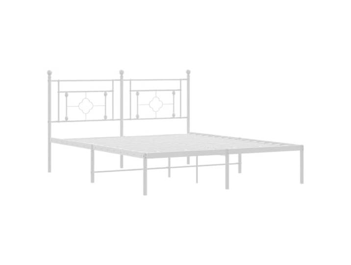 KTHLBRH Bettgestell mit Kopfteil Metall weiß 160 x 200 cm Lattenrost aus Stahl, inkl. Lattenrost, 26 cm Unterstand, stabile Konstruktion