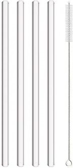 Perfect Picks Market High Borosilicate Glass Straws Set Eco Friendly & Reusable Drinking Straws For Smoothies, Bubble Tea, And Bars 5pcs Straight