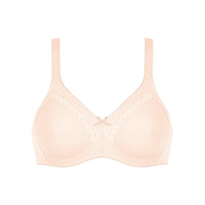 Soft-BH NATURANA "Classics", Damen, Gr. 95, Cup D, beige (weiß rosa), Obermaterial: 100% Baumwolle, bequem, BHs Soft-BH, feminin, bequem, breite Träger, ohne Bügel, dekorative Schleife