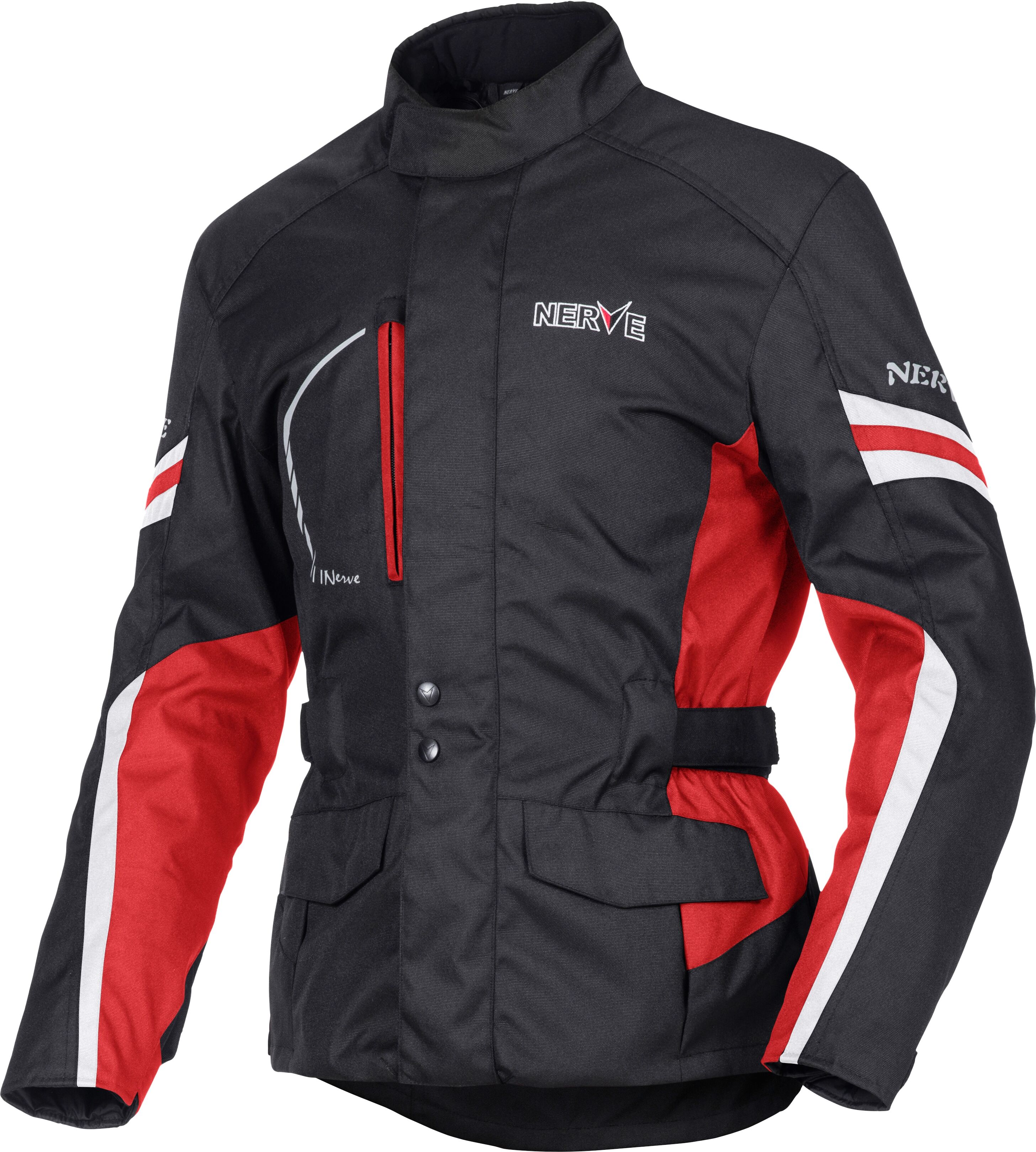 Motorradjacke NERVE "Nerve Travelling Jacke" Gr. M, schwarz (schwarz, rot), Jacken, Herren, M, Obermaterial: 100% Polyester. Innenseite: 100% Polyester, Motorradjacke schwarz, rot M