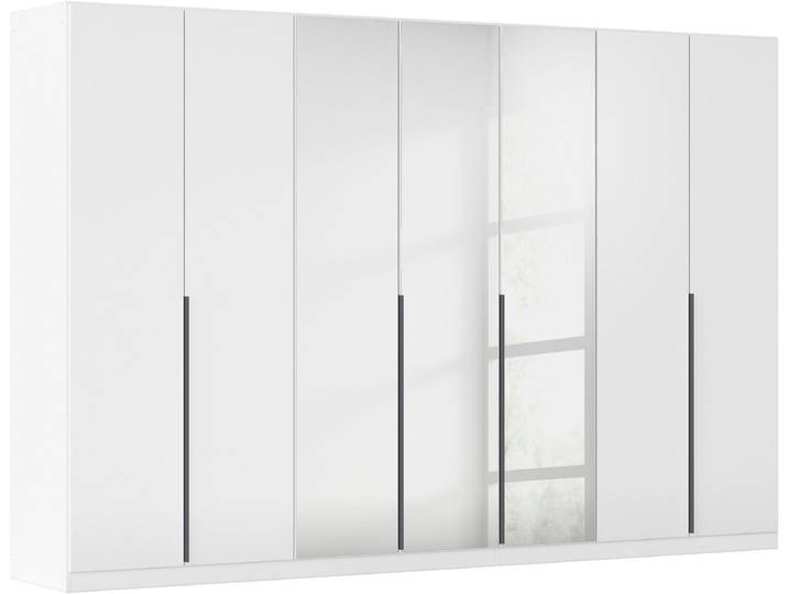 Drehtürenschrank, Holzwerkstoff, Alpinweiß, 315×210×54 cm, Mit Spiegel & Variablen Einlegeböden, Modern, Rauch