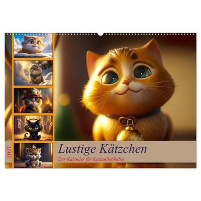 Lustige Kätzchen (Wandkalender 2027 DIN A2 quer), CALVENDO Monatskalender