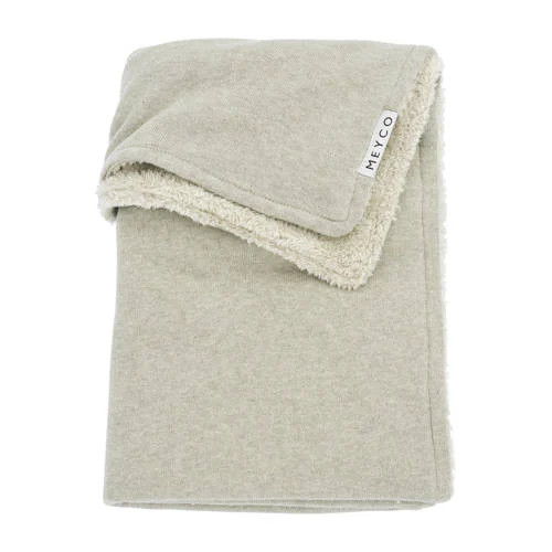 Meyco Reversible Baby Ledikantdeken Knit Basic Teddy Sand Melange 100 x 150 cm