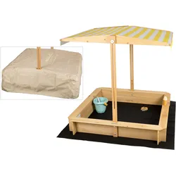 SANDKASTEN mit Dach, Sitzbank und Boden, Holz wetterfest
