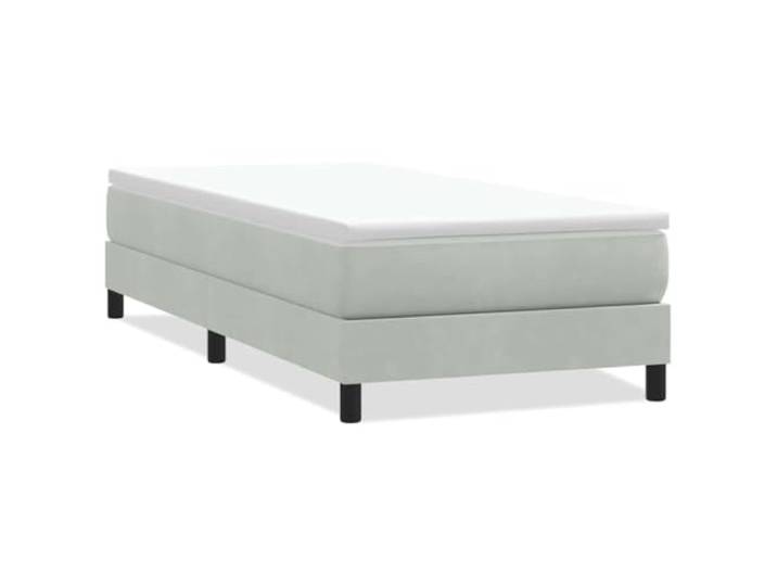 KTHLBRH Boxspringbett ohne Matratze hellgrau 90 x 220 cm Samt Lattenrost inklusive, stabile Beine, 100 % Polyester-Samtstoff, Sperrholz, mehrschichtiges Holz, Montage erforderlich
