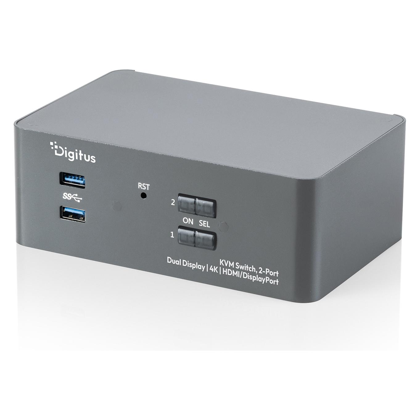 Digitus KVM-Switch, 2-Port, Dual-Display, 4K, HDMI/DisplayPort (DS-12865)