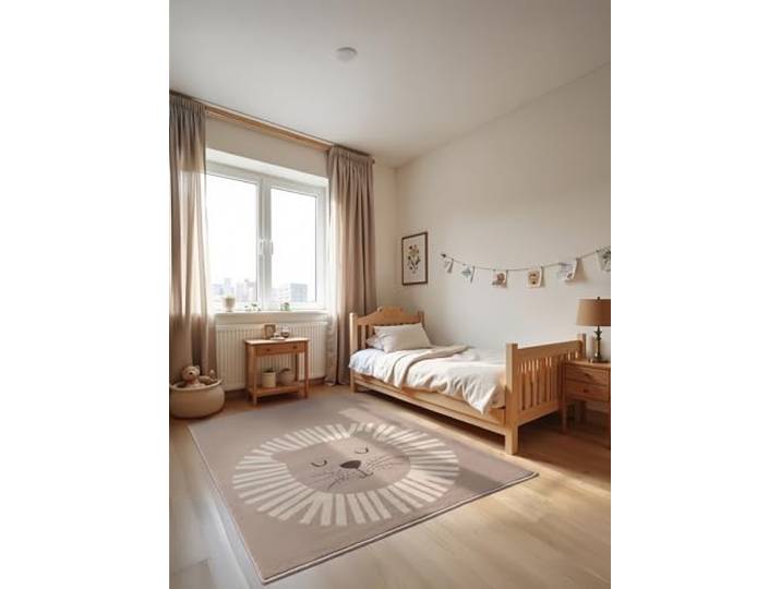 Hanse Home Adventures Tapis pour enfant – Lion amusant\, tapis de jeu animaux\, safari\, zoo\, tapis de jeu\, tapis d'éveil garçon et fille\, pour chambre d'enfant\, chambre d'adolescent\, salon – Beige crème