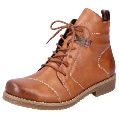 Schnürstiefelette RIEKER, Damen, Gr. 36, Textil, braun, Lederimitat, Schuhe Schnürstiefelette, mit toller Steppnaht
