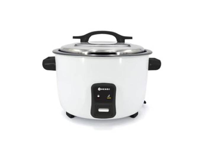 HENDI Reiskocher, Warmhaltefunktion, 23 Tassen Trockenreis, Messbecher und Reislöffel, 230V, 1550W, ø380x(H)240mm, Aluminium, 4.2L