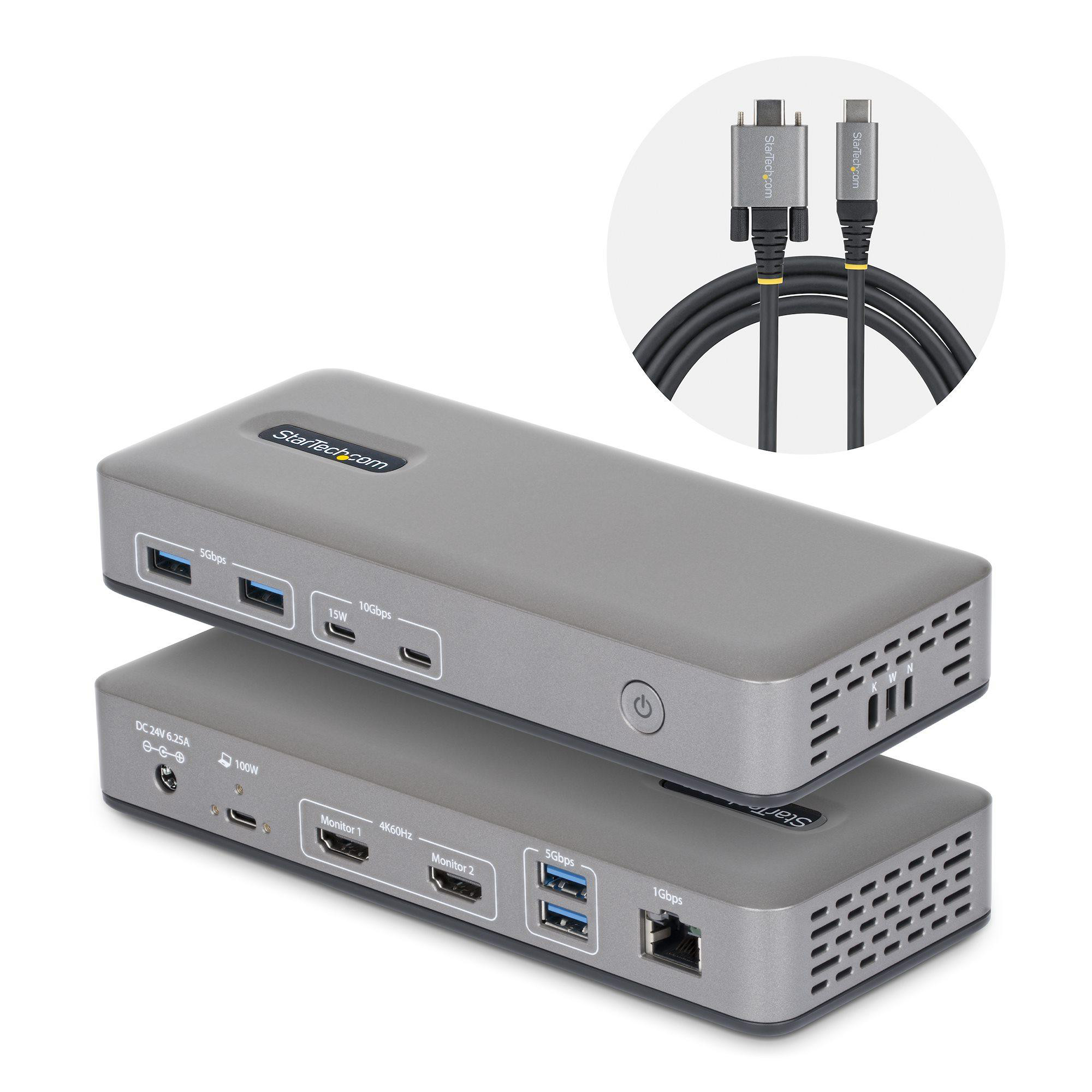 StarTech.com USB-C Dockingstation - Dual 4K 60Hz HDMI, 100W PD, USB-C/A, 1GbE