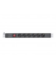 InLine 19" Steckdosenleiste 6-fach Schutzkontakt mit Schalter 2m schwarz 2 m Schwarz (16416S)