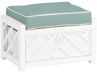 Miles Redd Ottoman Replacement Cushion - Canvas Spa Sunbrella with White Welt - Ballard Designs