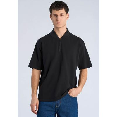 Poloshirt LINDBERGH "Poloshirt Oversize Fit", Herren, Gr. M, space schwarz, Obermaterial: 100% Baumwolle, unifarben, oversize, Shirts