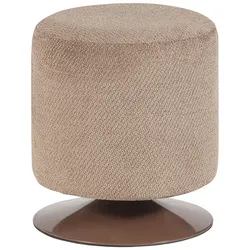 Polsterhocker Islen - Bouclé-Stoff Braun, mit Drehfuß