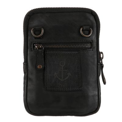Mini Bag HARBOUR 2ND "Benita", Damen, Gr. B/H/T: 11cm x 18cm x 2cm, grau, Rindsleder, Taschen, Umhängetasche, Schultertasche mit typischen Marken-Anker-Label