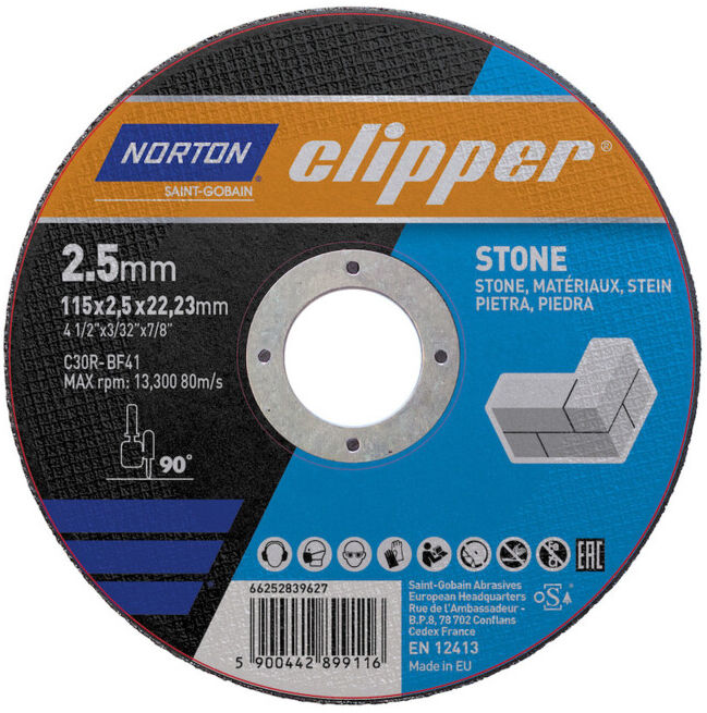 CLIPPER Disque de coupe pierre C30R-115x2.5x22.23mm ; Saint-Gobain (66252839627)