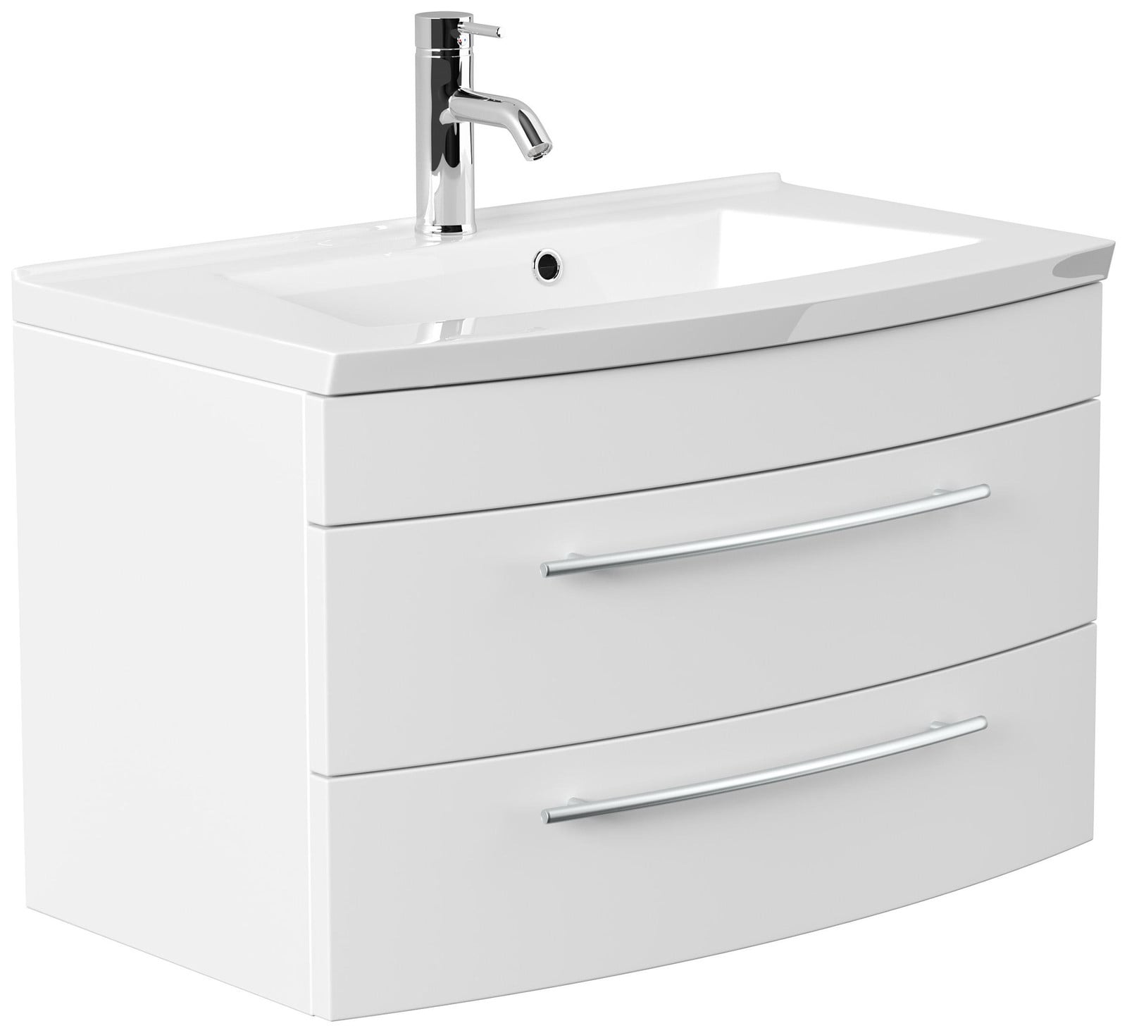 Magnolia Home Luna 80 Badkamerkast met wastafel van mineraalcomposiet, mat wit gelakt