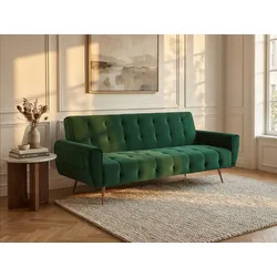 Schlafsofa Klappsofa 3-Sitzer - Samt - Tannengrün - POLANI
