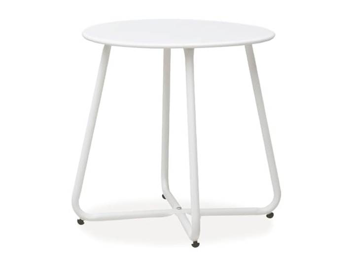 Homestyle4u Balkontisch Rund Metall Weiß - Beistelltisch Ø 45 cm