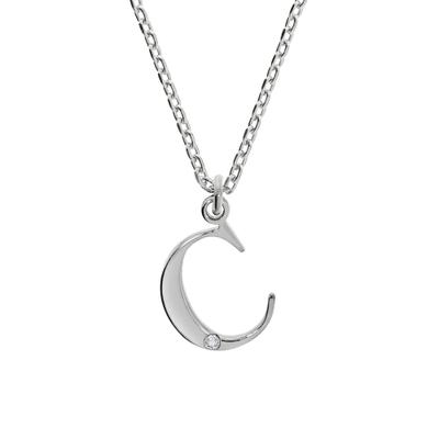 Kette mit Anhänger DIAMONDS BY ELLEN K. "Silber 925 mit 1x Diamant 0,008ct. Buchstabe C", weiß, Halsketten, Damen, 45+3cm, 0,01, Silber 925 (Sterlingsilber), L: 48 B: 12mm, glänzend, B:12mm