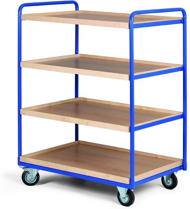 B2B Partner Etagenwagen, 4 Etagen mit Kante, Tragfähigkeit 400 kg