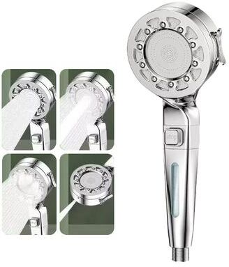 Inspire Daily Merch Multi Function Boost Filter Shower Head With Speed Settings One Button Switch silver