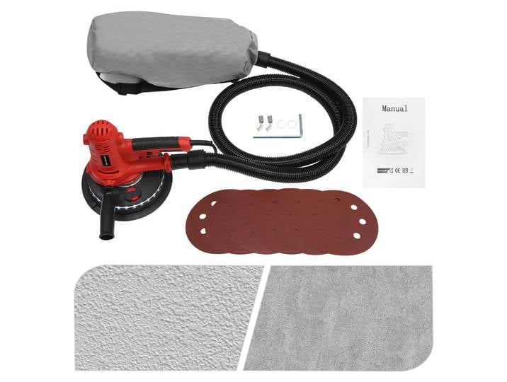 Ponceuse électrique pour cloisons sèches, 800w, sans poussière, vitesse réglable 220v, avec sac anti-poussière, papier de verre, broyeur mural portatif