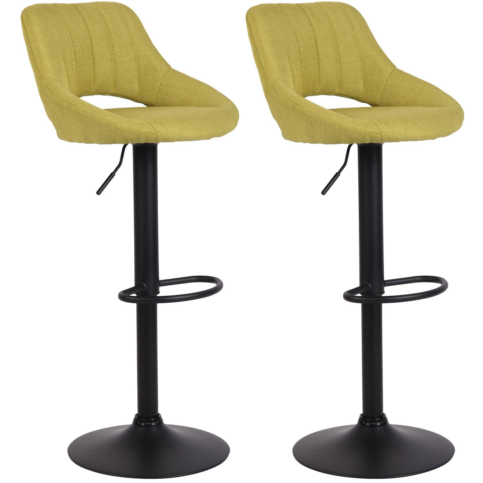 CLP Barhocker 2er Set höhenverstellbar mit Lehne Milet, Barstühle gepolstert Stoffbezüge, Tresenstühle mit Metallgestellen drehbar,