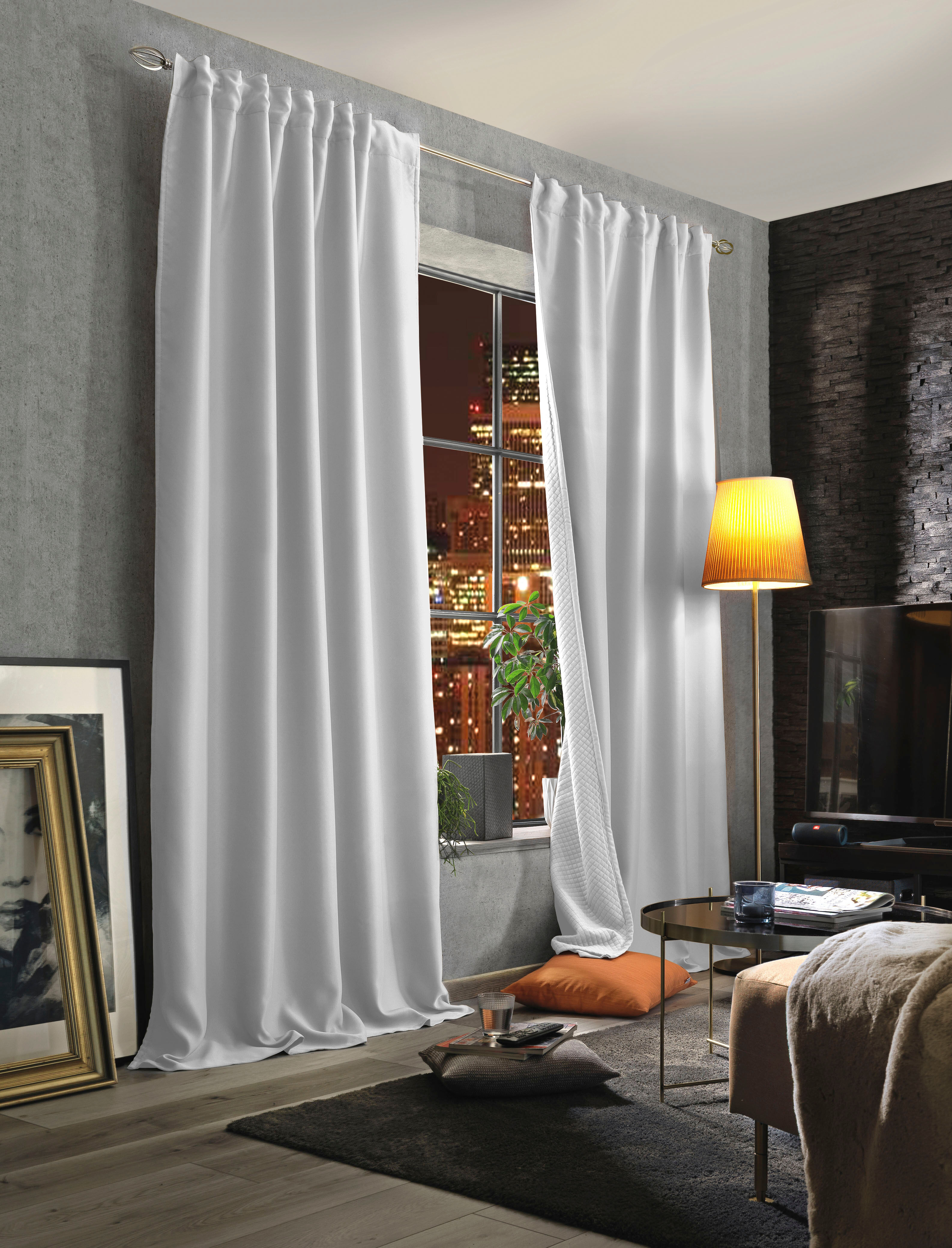 Vorhang HOME BASICS "ACUSTICO, 1 Stück, Multifunktionsband, abdunkelnd" Gr. 3, weiss (wollweiß), B:135cm H:245cm, Polyester, Gardinen, Vorhang, Akustikschall ACUSTICO wollweiß 245cm, Multifunktionsband, 135cm