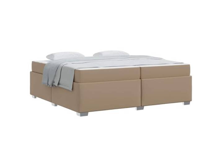 PUGYNBK Bettgestell mit Cappuccino-Matratze, 200 x 200 cm Holz und Metall, mittlere Festigkeit, Taschenfedern, modernes Design, einfache Reinigung