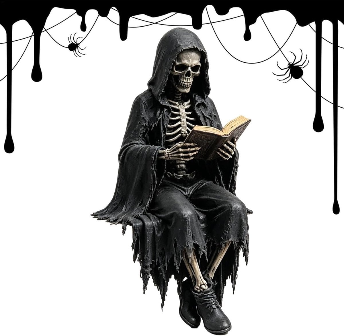 Gothic Beeld Spookachtig Figuur voor Huisdecoratie Handgeschilderd Zwart Breedte: 12 cm