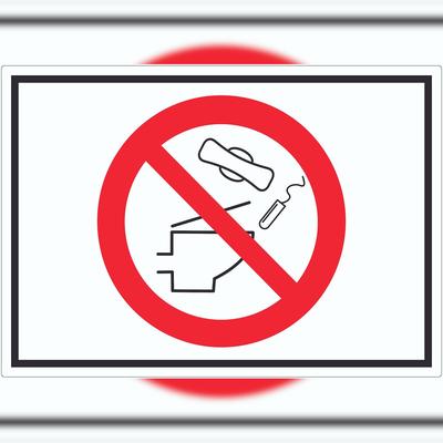 HB-Druck Keine Binden und Tampons ins WC werfen Symbol Aufkleber A9 (37x52mm)