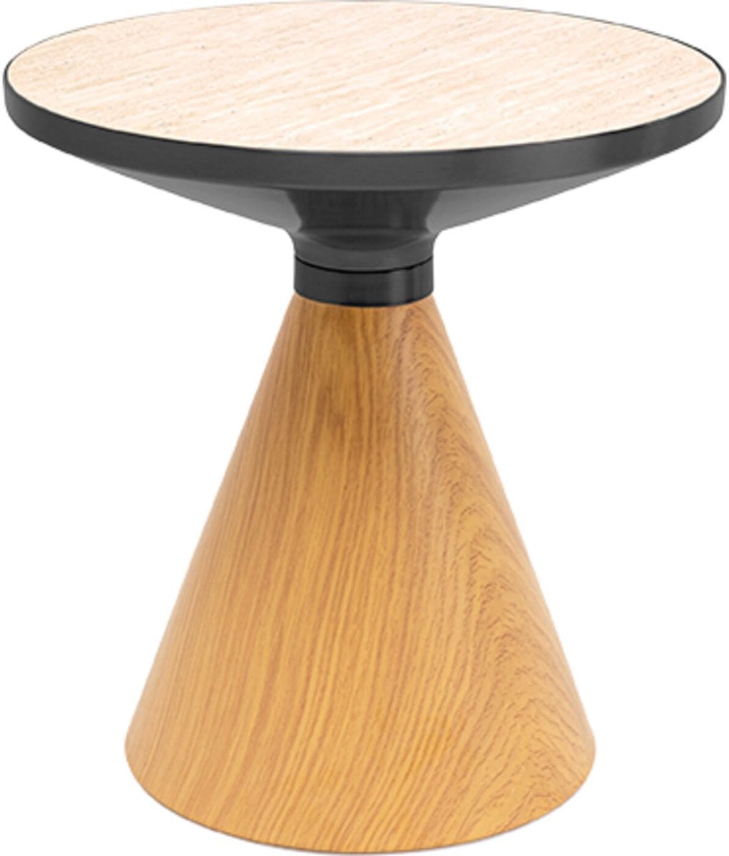 Bijzettafel Cono Travertino eik Kare Design Diameter: 50 cm