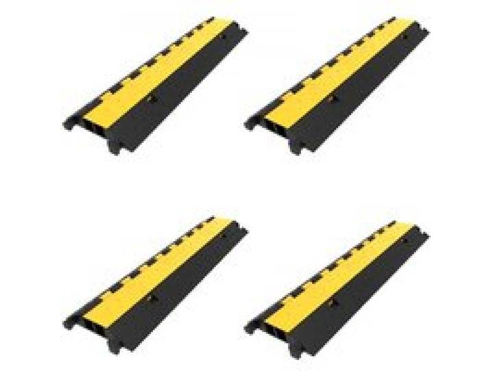 VEVOR Rampe de Protection de Cable 103x25,5x5 cm, 2 Canaux Rampe de Cache-Cable Passe Cable Sol Protecteur de Cable Sol Goulotte Passe Cable Couvre Cable pour Parking Entrepôt Concert Scène Lot de 4