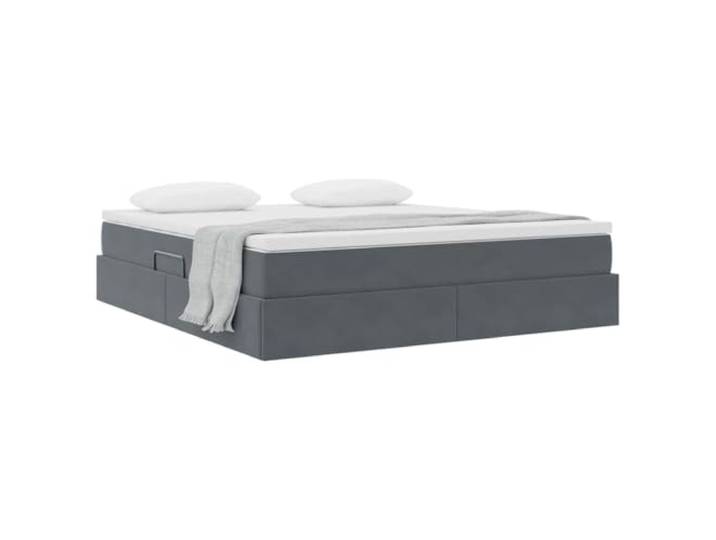 KTHLBRH Boxspringbett mit Matratze King Dunkelgrau Hydraulisches Heben, Metallgestell, weicher Samt, mittlere Festigkeit, 280 kg