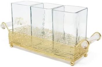 Vivience Cutlery Holder with Gold Stand and Cylinder Handle