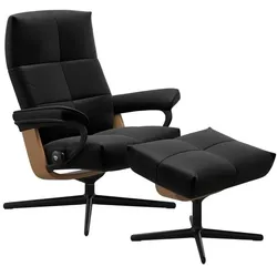 Stressless Sessel mit Hocker David Cross Leder Schwarz Batick Black L (Large)