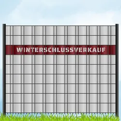 zaun zu® Sichtschutzstreifen Laser Beschriftung "WINTERSCHLUSSVERKAUF" Bordeauxrot 2,55m