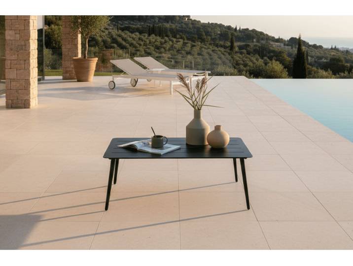 Garten Couchtisch Rhodos - Aus schwarzem Aluminium - Schwarz - Luxusbetten24